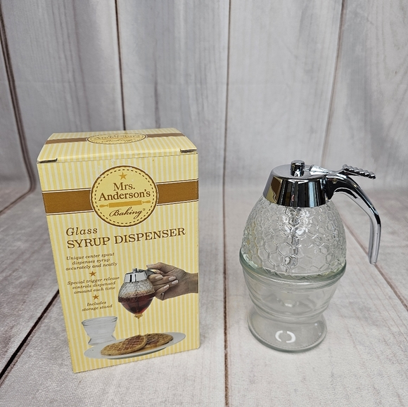 MRS. ANDERSON'S BAKING Glass Syrup/Honey Dispenser with Stand - Picture 1 of 9